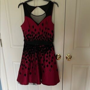 DC comic Harley Quinn Red and Black Mesh Dress medium